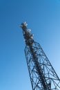 Telecommunications tower against blue sky Royalty Free Stock Photo