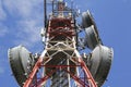 Telecommunications tower against blue sky Royalty Free Stock Photo