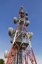 Telecommunications tower against blue sky Royalty Free Stock Photo