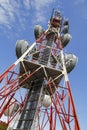 Telecommunications tower against blue sky Royalty Free Stock Photo