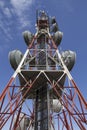 Telecommunications tower against blue sky Royalty Free Stock Photo