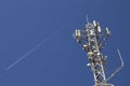 Telecommunications tower against blue sky Royalty Free Stock Photo