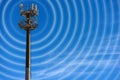 Telecommunications Tower with Antennas Against a Blue Sky Royalty Free Stock Photo