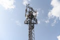 Telecommunications tower with antennas Royalty Free Stock Photo