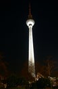 Telecommunications tower in Berlin at night Royalty Free Stock Photo