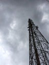 tower antennas Telecommunication cell phone, radio transmitters of cellular 5g 4g mobile and smartphones Royalty Free Stock Photo