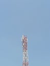 The telecommunications tower functions for communication via internet network with a blue sky background Royalty Free Stock Photo