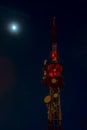 Telecommunications tower in the night Royalty Free Stock Photo