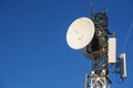 Telecommunications tower at sunrise and blue sky Royalty Free Stock Photo