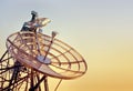 Telecommunications tower at the sunset Royalty Free Stock Photo
