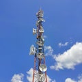 Telecommunications towers with background blue sky Royalty Free Stock Photo