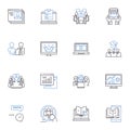 Telecommuters line icons collection. Remote, Virtual, Remote work, Telework, Flexible, Digital, Work from home vector
