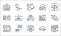 Telecommuting line icons. linear set. quality vector line set such as telecommuting, chat box, video, cloud, exchange, information
