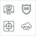 Telecommuting line icons. linear set. quality vector line set such as cloud, online, vpn