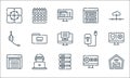 Telecommuting line icons. linear set. quality vector line set such as home, server, intranet, time, online, headphones, wifi, task
