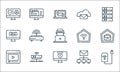 Telecommuting line icons. linear set. quality vector line set such as wifi, online payment, video, intranet, modem, online,