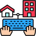 Telecommuting or remote work icon, vector illustration