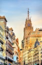 Telefonica Building in Gran Via street - Madrid, Spain Royalty Free Stock Photo