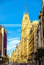 Telefonica Building in Gran Via street - Madrid, Spain Royalty Free Stock Photo