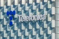 Telefonica telecommunication Company Sign on the facade of building