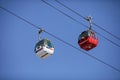 Telegondola cable car ride in the Mamaia resort on the Black Sea during the Covid-19 outbreak during a summer day morning