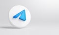 Telegram Acrylic Glass Icon Account Promotion Template White Background 3D Rendering