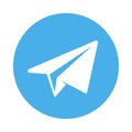 Telegram icon social media icon White paper plane on blue background. Vector illustration Royalty Free Stock Photo