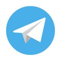 Telegram icon social media icon White paper plane on blue background. Vector illustration. Royalty Free Stock Photo