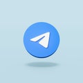 Telegram, Logo on Flat Blue Background Royalty Free Stock Photo