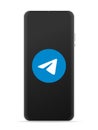 Telegram logo icon on smartphone screen