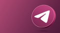 Telegram logo minimal design on the round button 3d render. Social media icon Royalty Free Stock Photo