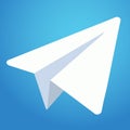 Telegram messenger icon. White paper plane on blue background. Vector illustration. EPS 10 Royalty Free Stock Photo