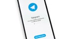 Telegram mobile app on the display smartphone
