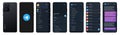 Telegram mockup in Xiaomi Redmi11T. Telegram logo. Set telegram screen social media and social network interface template. Dark