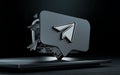 Telegram social icon 3d render on dark background