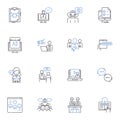 Telegraph line icons collection. Communication, Message, Wire, Transmission, Signal, Connection, News vector and linear