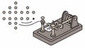 Telegraph machine, vintage communication and historical technology with Morse code device vector design Generative AI