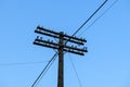 Telegraph pole with glass insulators