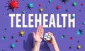 Telehealth theme with hand sanitizer