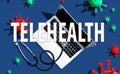 Telehealth theme with stethoscope and laptop