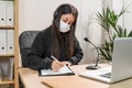 Telemarketer woman working on laptop