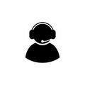 Telemarketers icon. Call center vector sign. Logo element illustration. Operator in headset. Telemarketers concept.