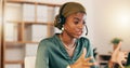 Telemarketing, customer service and black woman speaking, call center and agent in workplace. African American female Royalty Free Stock Photo