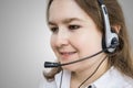 Telemarketing and customer service concept. Young smiling woman Royalty Free Stock Photo