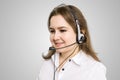 Telemarketing and customer service concept. Young smiling woman. Royalty Free Stock Photo