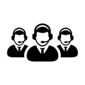 Telemarketing icon vector male business customer support service person profile avatar with headphone for online assistant