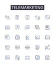 Telemarketing line icons collection. Cold calling, Ph sales, Direct selling, Sales pitching, Business promotion