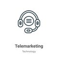 Telemarketing outline vector icon. Thin line black telemarketing icon, flat vector simple element illustration from editable Royalty Free Stock Photo