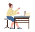 Telemarketing online clients centre operator, flat vector illustration isolated.