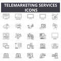 Telemarketing service line icons, signs, vector set, outline illustration concept